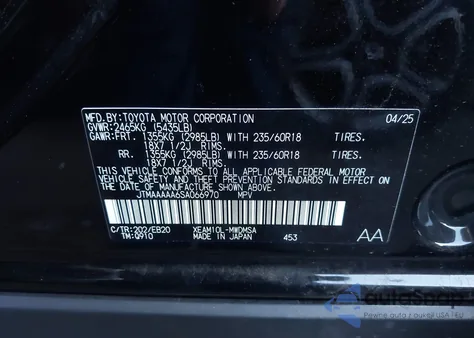 2025 Toyota Bz4X Xle from USA, damaged, VIN JTMAAAAA6SA066970